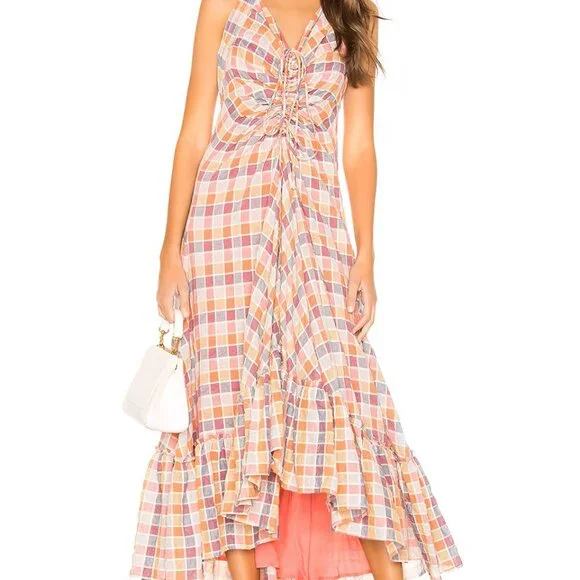 Free People Rainbow Dreams Plaid Dress in Pink/Combo - Picture 2 of 16